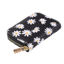 Fashion Women PU Daisy Flower Card Oaganizer Casual Ladies Wallet (Black)