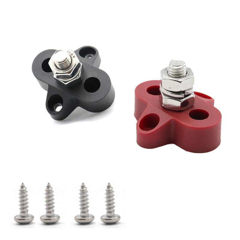 2pcs Bus Bar Terminal Blocks Single M8 Positive Power Distribution Studs