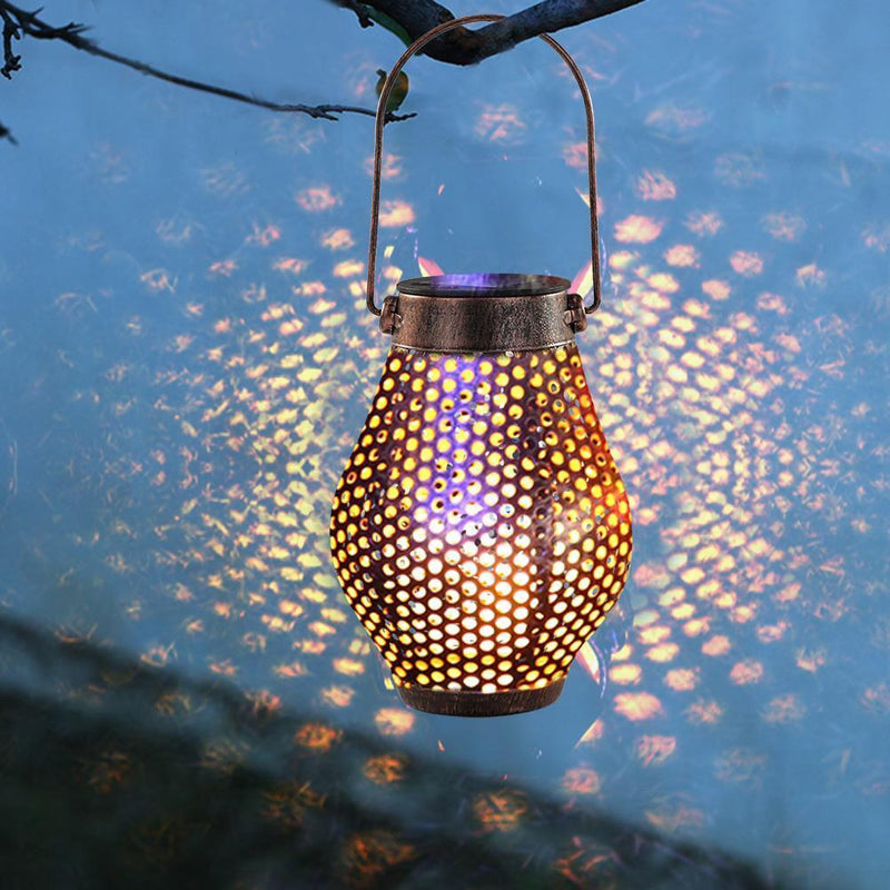 Retro Solar LED Lantern Waterproof Garden Yard Hanging Lamp Lawn Landscape Light