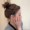 Women's Chain Hair Band Pu Leather Hair Bundle Simple Thin Headband Chain Q0G5