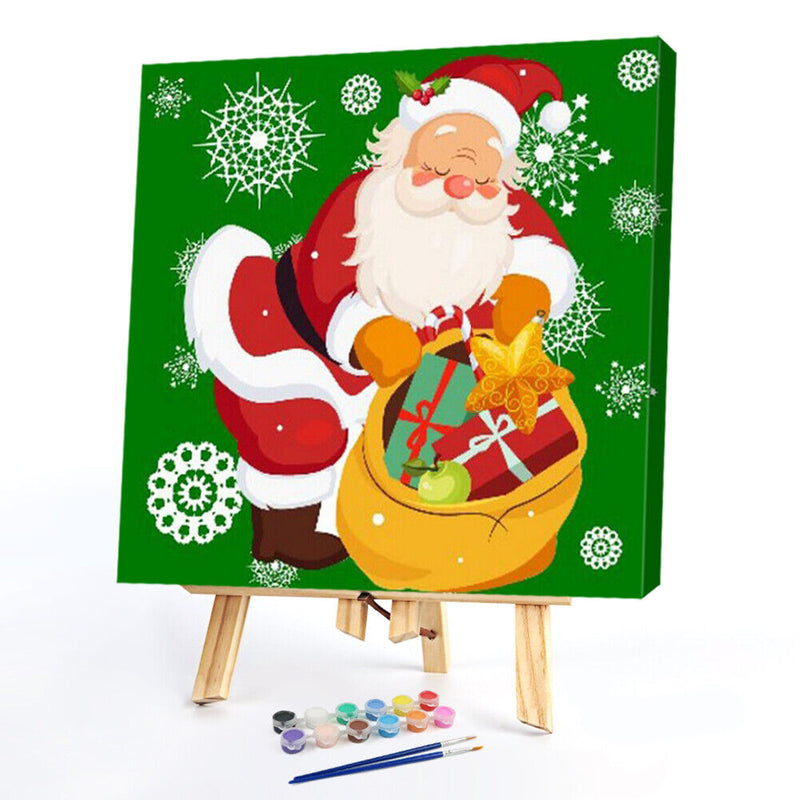 Paint By Numbers Kit DIY Christmas Santa Colouring Oil Picture Ornament