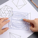 Multifunctional Rotatable Drawing Ruler Math Art Design Template (Blue) Newly