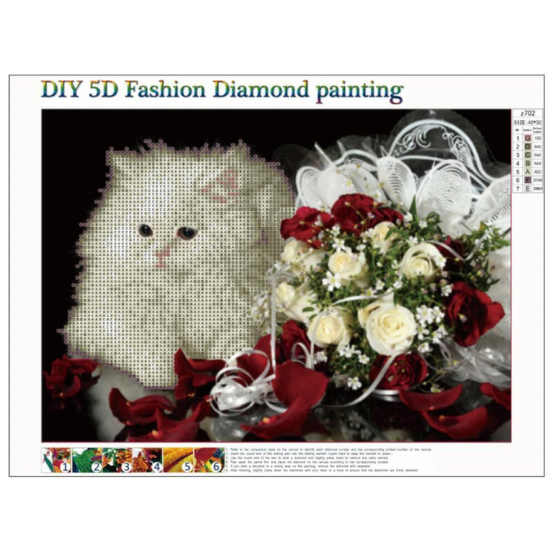 5D DIY Diamond Painting Cat Cross Stitch Embroidery Craft Kits Wall Art Set