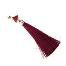 Women Fashion Multicolor Metal Triangle Retro Tassel Jewelry Earrings Red