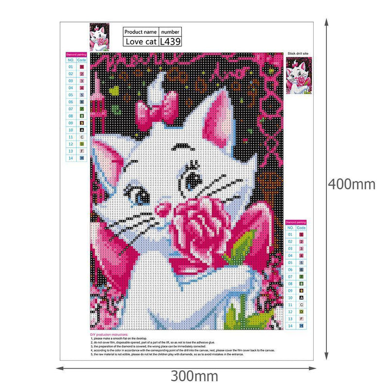 5D DIY Full Drill Diamond Painting Cute Cat Cross Stitch Embroidery Mosaic