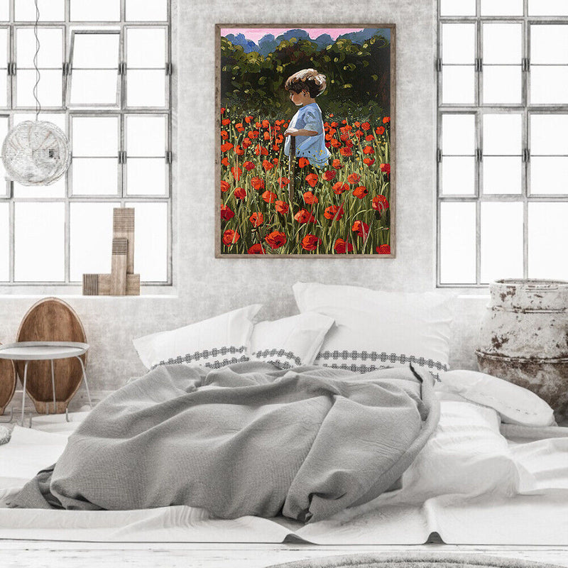 Flower Shrubs Boy Oil Paint By Numbers Kit DIY Frameless Drawing for Adults