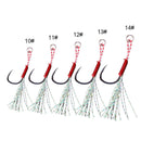 100pcs / Box Slow Jigging Fishing Hook Set with Feather Sting Sea Fishing Hook