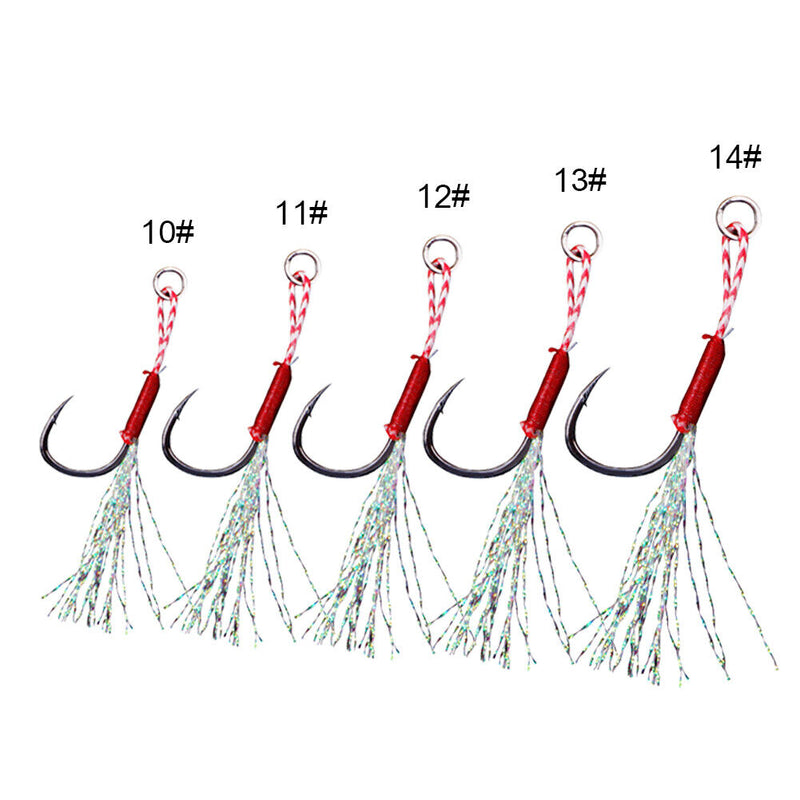 100pcs / Box Slow Jigging Fishing Hook Set with Feather Sting Sea Fishing Hook