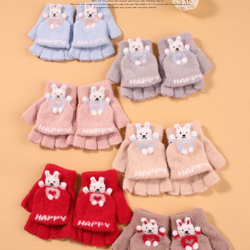 Warm Knitted Gloves Flip Fingerless Gloves Autumn Winter Half Fingers Mittens