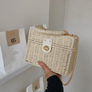 Summer Rattan Straw Shoulder Bag Women Girl Boho Basket Beach Square Box Handbag