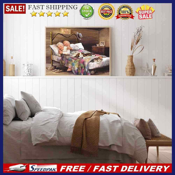 5D DIY Diamond Drawing Elderly Couple Resting Kits Full Square Drill Wall Decor