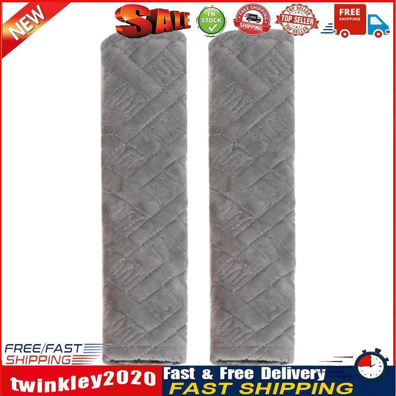 2pcs Car Seat Belt Cover Non Slip Fluffy Safety Belt Shoulder Pad (Grey) Newly
