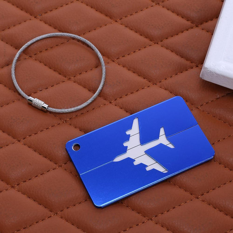 Aluminum Alloy Luggage Tag Checked Boarding Card Airplane(Blue)