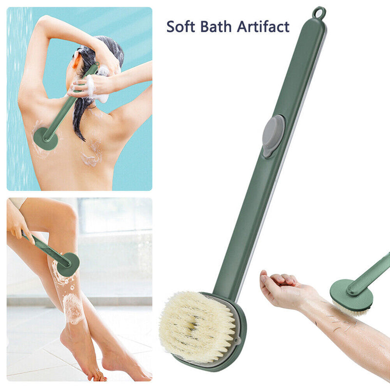 Long Handle Exfoliating Bath Skin Brush Body Scrub Shower Cleaning (Green)