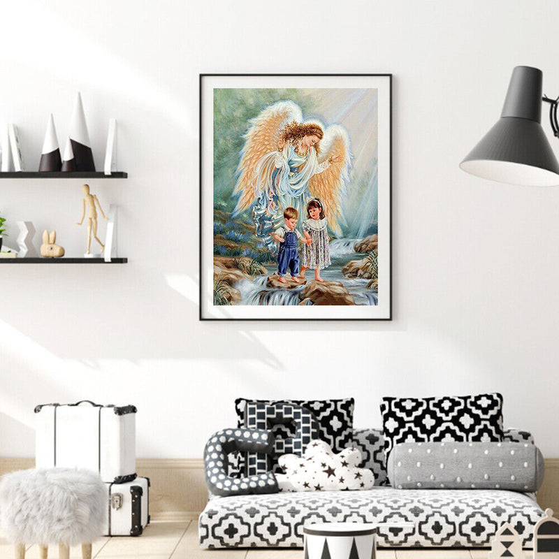 Angel Kid Oil Paint by Numbers Hand Painted Frameless Picture Home Ornament K