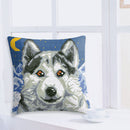 6CT Pillow Cover Kits Stamped DIY Husky Dog Embroidery Cross Stitch Pillowcase