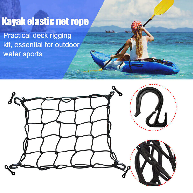Kayak Canoe Deck Cargo Net Lashing Hook Heavy Duty Nylon Luggage Netting