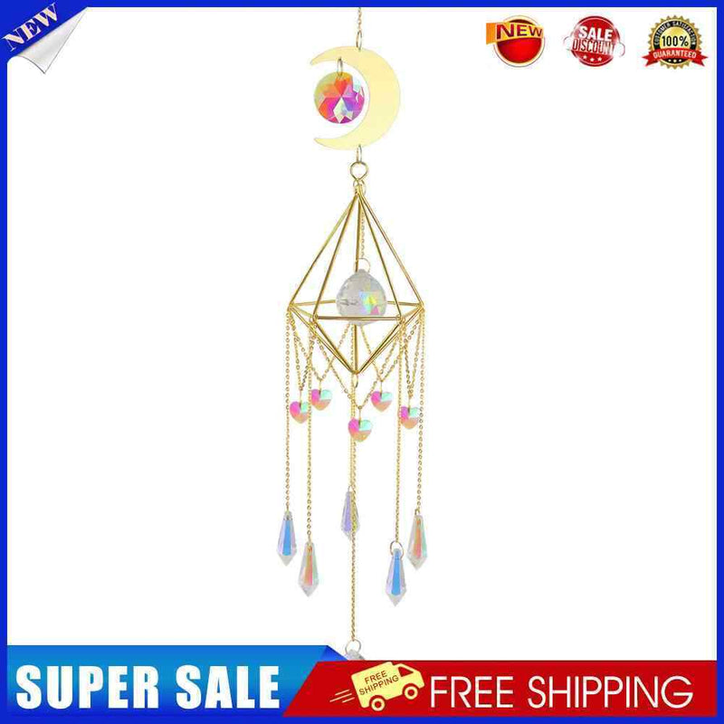 #A Crystal Moon Star Design Pendant Diamond Prisms Hanging Rainbow Curtain Penda