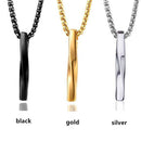 Fashion Jewelry Men Trendy Pendant Necklace Stainless Steel Chain Rectangle