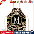 Leopard M Printed Linen Apron Waterproof Kitchen Bibs Pinafore (82X68CM)