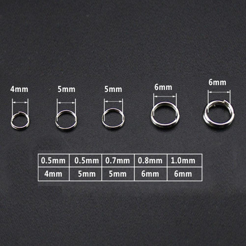 250pcs 5-Size High-carbon Steel Fishing Split Rings Double Loop Connectors