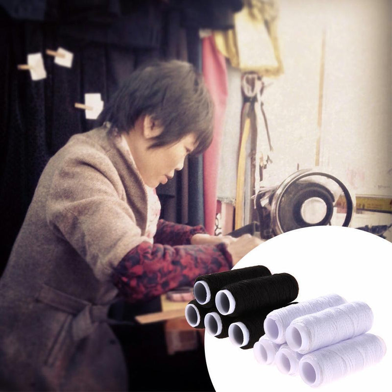 10PCS Polyester Sewing Thread White/Black Hand Quilting Embroidery Sewing Thread Yarn
