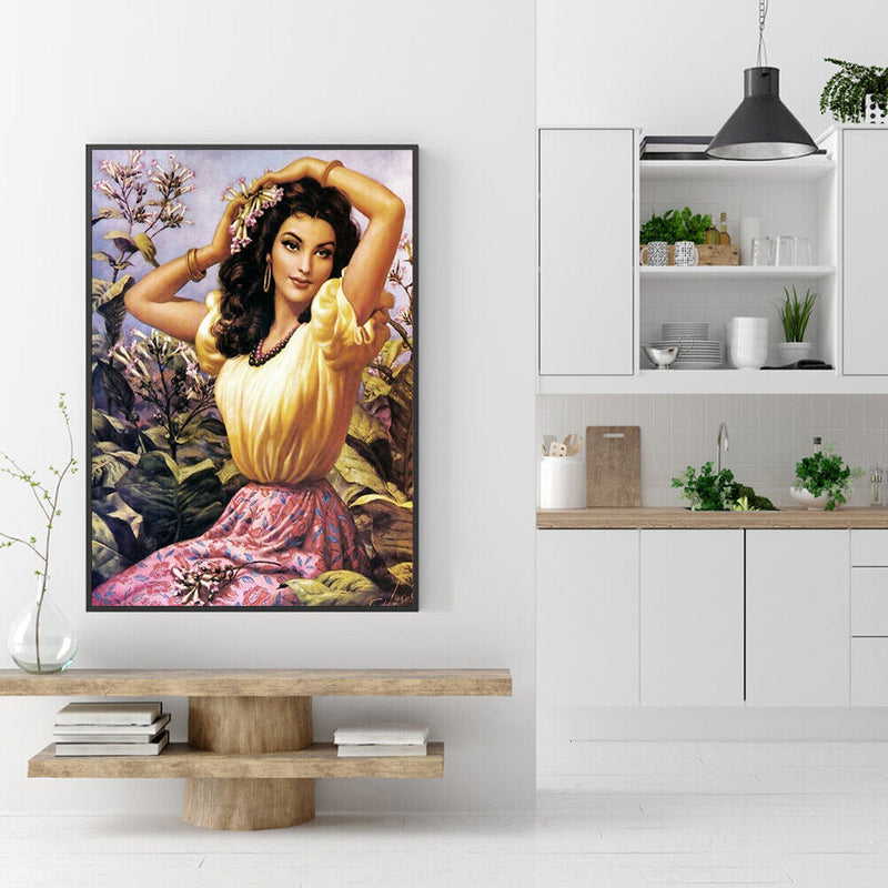 Hand Painted Digital Oil Picture DIY Women Paint By Numbers Kit Canvas Craft