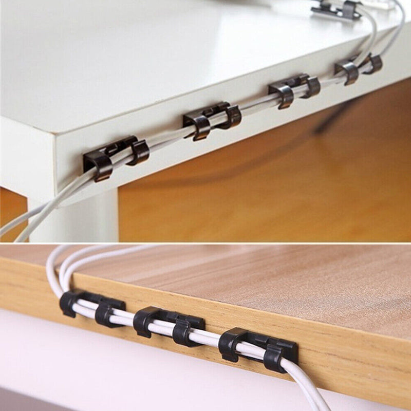 20x Self-Adhesive Cable Organizer Clips ABS Plastic Wire Cable Cord Managemen