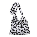 1*Retro Cow Print Plush Women Fashion Big Capacity Handbag Shoulder O0B3 G7H6