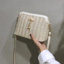 Women Shoulder Bag Straw Weave Phone Purse Zip Shell Shoulder Crossbody Handbag
