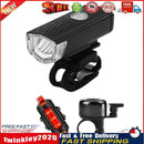 USB Rechargeable MTB Bike LED Light Set w/ Bell Waterproof Safety Warning Newly