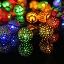 Solar Moroccan Ball Lamp String LED Metal Hollow Colorful Fairy Light (7m)