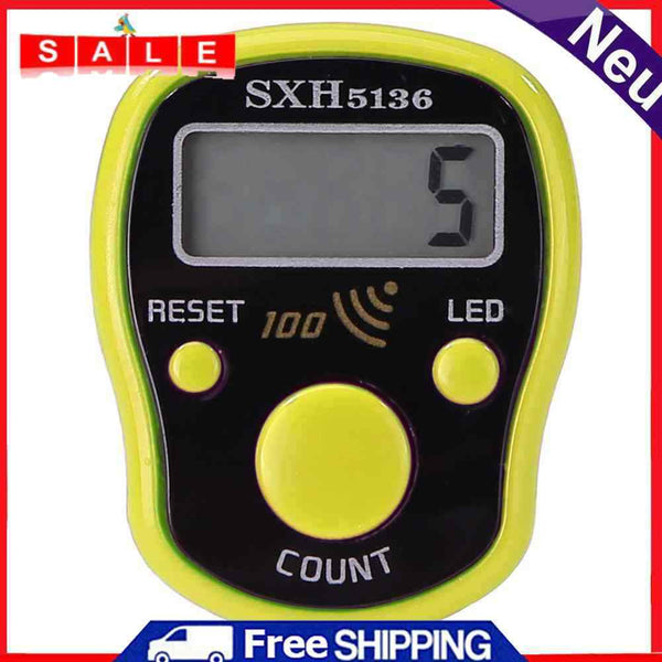 0-99999 LCD Finger Counter LED Luminous Electronic Tally Counter (Yellow)