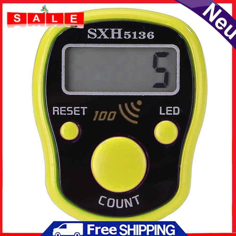 0-99999 LCD Finger Counter LED Luminous Electronic Tally Counter (Yellow)