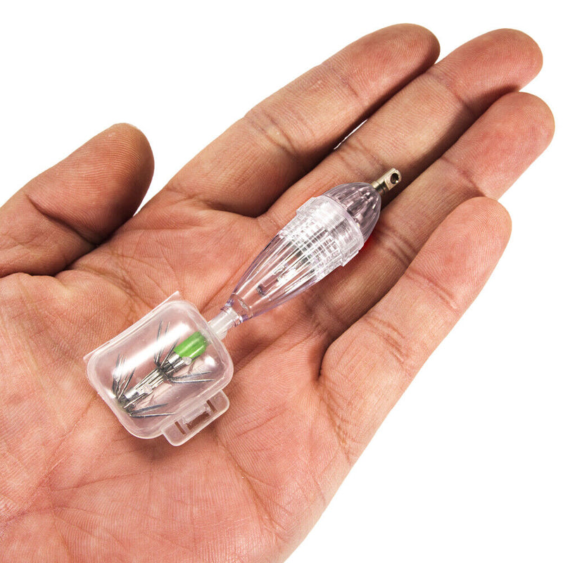 Button Battery Operated LED Light Fishing Lure Squid Hook Light (White) Newly