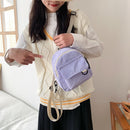 Women Solid Color Corduroy Shoulder Bag Autumn Winter Small Zipper Handbags