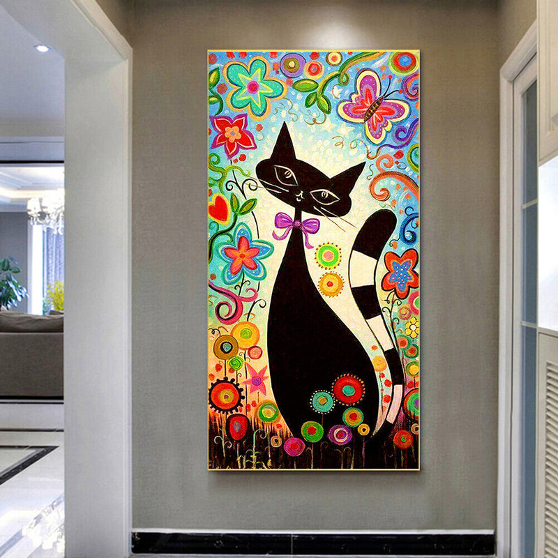 Cartoon Flower Cat Oil Paint By Numbers Wall Art Craft Coloring Drawing for Kids