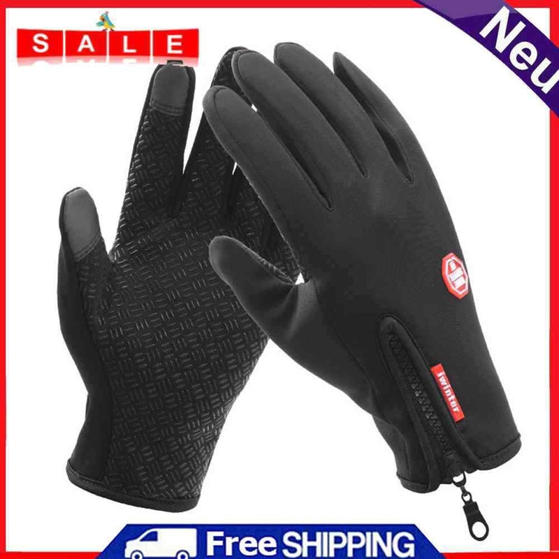 1 Pair Men Women Outdoor Anti-Brief Full Finger Zipper Gloves Windproof Gloves