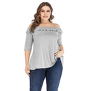 Summer Fashion Women Casual Off Shoulder Tops Loose Solid Color Female T-shirt