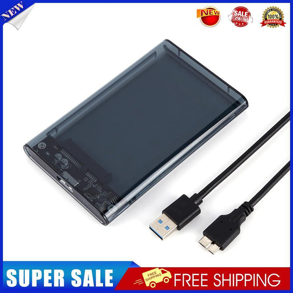 USB3.0 HDD Enclosure 2.5 inch SATA SSD Hard Drive Case External Box (Black)