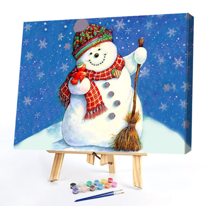 Christmas Snowman Oil Paint By Numbers DIY Coloring Picture for Adults Childrens