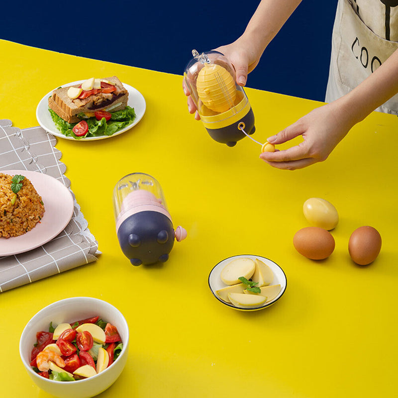 Manual Golden Egg Puller Yolk Mixer Kitchen Egg Stirring Shaker (Yellow)