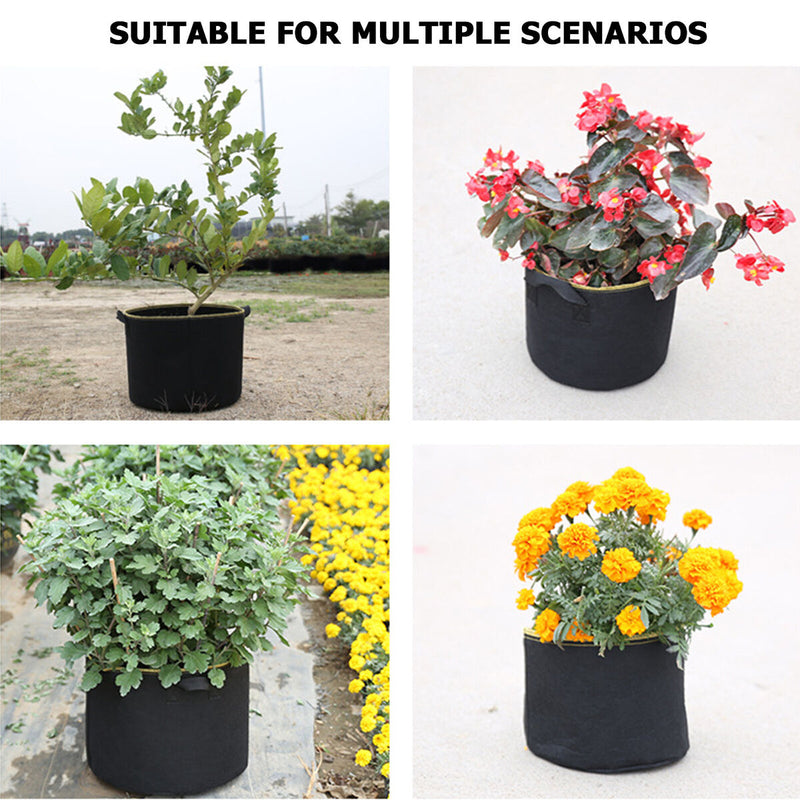 5 Pack Plant Grow Bags with Flap Potato Tomato Planting Pouch Non-Woven Fabric