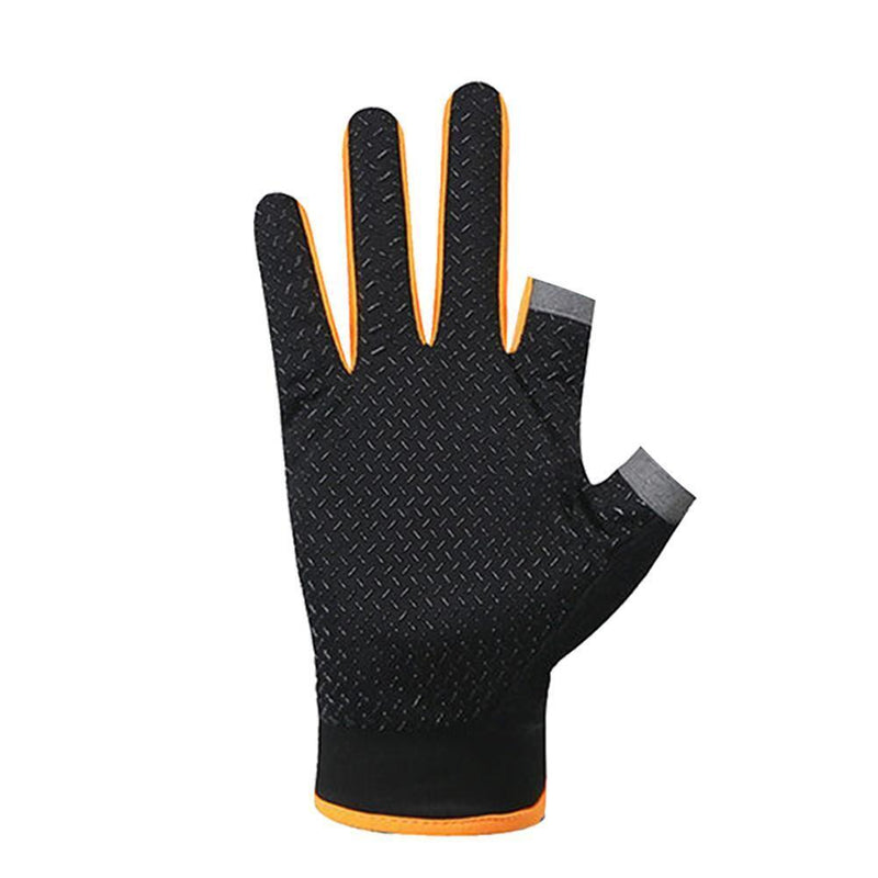 5pcs 2 Cut Finger Fishing Anti-slip Breathable Cycling Gloves(Orange)