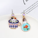 Animals Asymmetry Women Cute Ear Studs Earring Cup Cat Light Bulb Cat