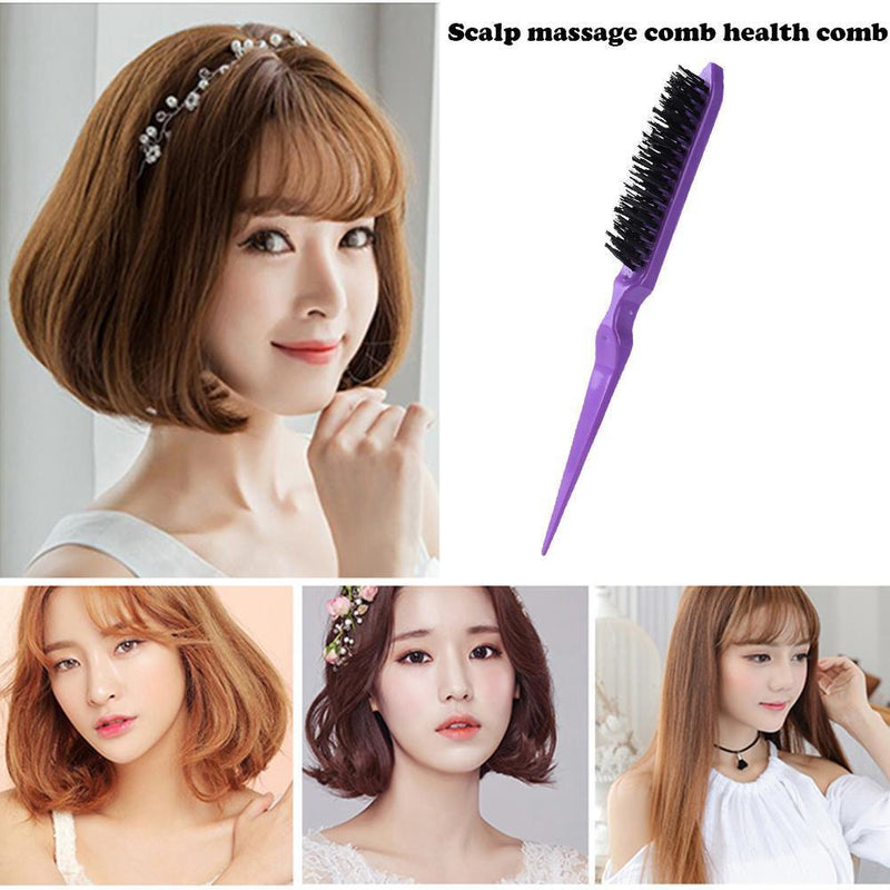 Boar Bristle Comb with Pointed Tail Wooden Handle Dyeing Comb (Purple)