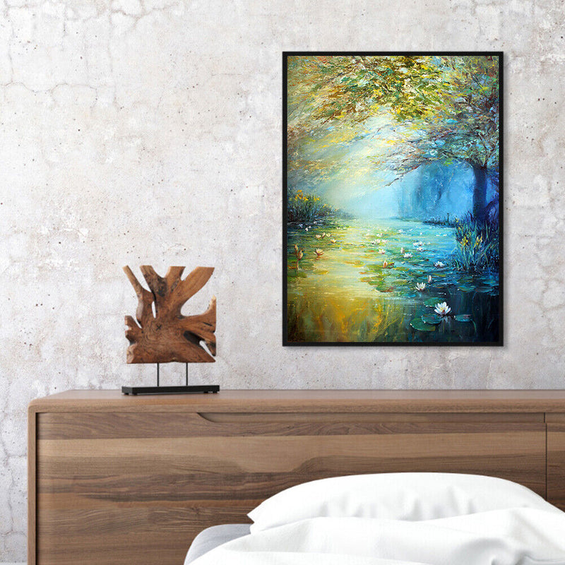 Hand Painted on Canvas DIY Scenery on The River Oil Paint By Numbers Kit