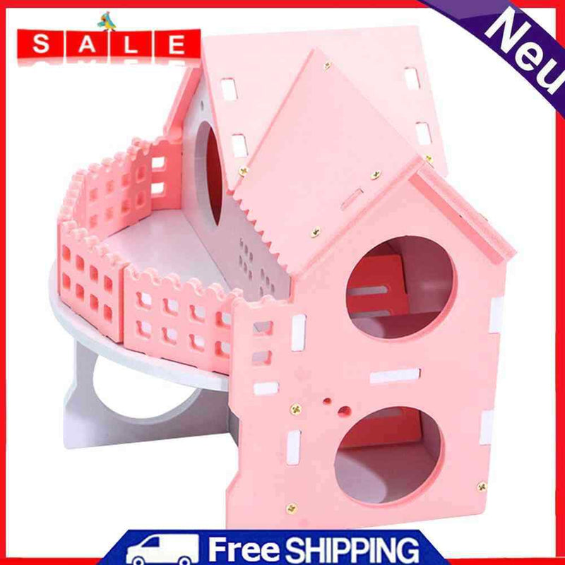 Small Pet Sleeping Wooden House Hamster Net Ecological Double Decker-Lei