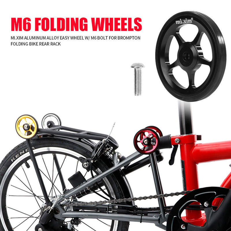Mi.Xim Aluminum Easy Wheel with M6 Bolt for Brompton Folding Bike (Black) Newly