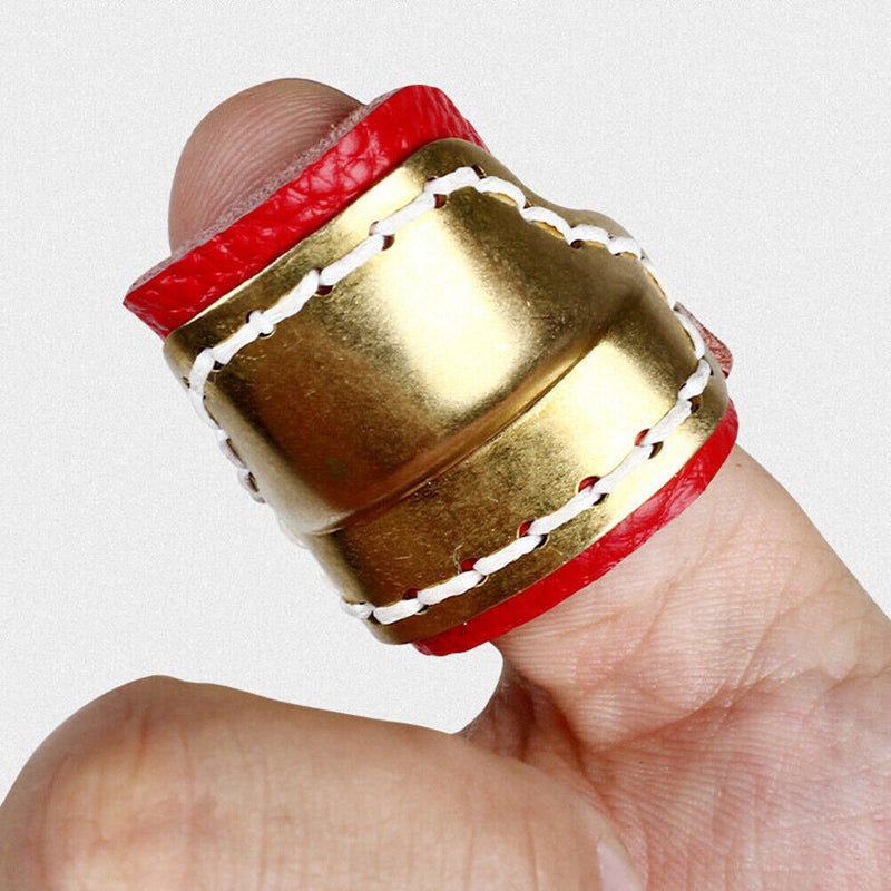 Brass Leather Thumb Finger Tip Protector Archery Pull Arrow Trigger Guard Rings